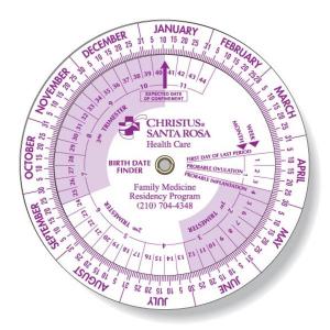 .020 Custom Imprinted White Gloss Vinyl Plastic Wheel Calculator / Birth Date Finder (4.25" dia.) Screen-printed
