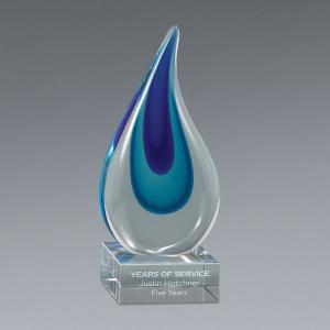 Art Glass 1 Award Small - Water Drop Shape - 3.5 " x 7.5 "