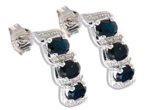 Dark Sapphire & Diamond Earrings