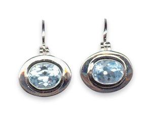 Oval Topaz and Sterling Silver Earrings