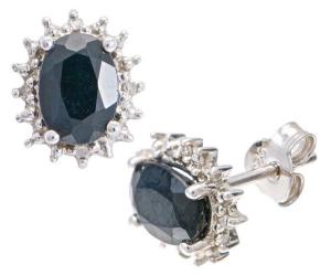 Sterling Silver & Dark Sapphire Earrings