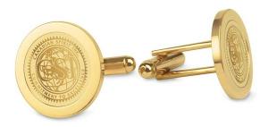 Gold Plated Medallion Cufflinks w/Presentation Box