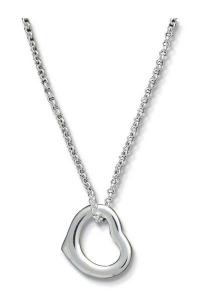 Drop Pendant Open Heart Sterling Silver Necklace