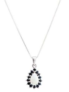 Opal & Black Sapphire Pendant Necklace
