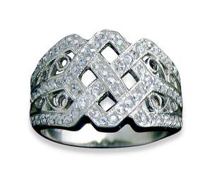 Ladies' Designer Pattern Ring W/ Pave Cz