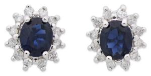 Sapphire and Diamond 14K White Gold Earrings