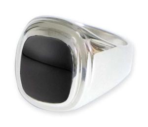 Ladies' Silver Onyx Stone Ring