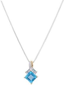Swiss Blue Topaz & Diamond Pendant Necklace
