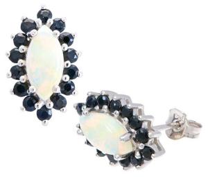 Opal & Black Sapphire Earrings
