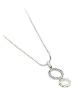 16" Sterling Silver Oval Cubic Zirconia Drop Pendant Necklace