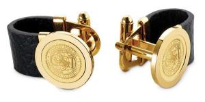 Gold Plated and Leather Cuff Cufflinks
